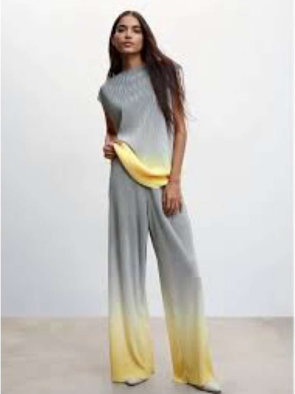 NWOT SIZE S Sunday Ombre Wide-Leg Jumpsuit in Gray and Yellow